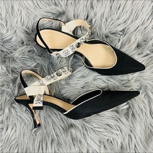 ZARA | embellished jewel | sling back heels